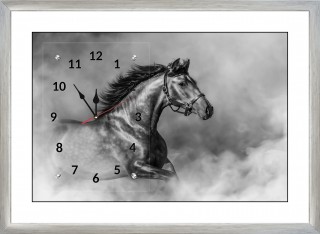 Часы-картина с паспарту в серебрянном багете 50х70 CAS(239)